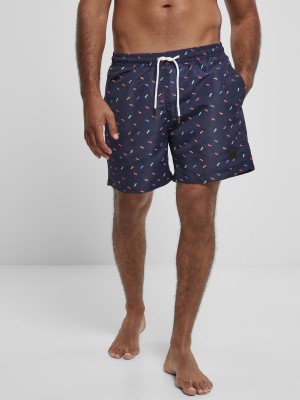 Мъжки къси панталони в тъмносиньо Urban Classics Pattern Swim 