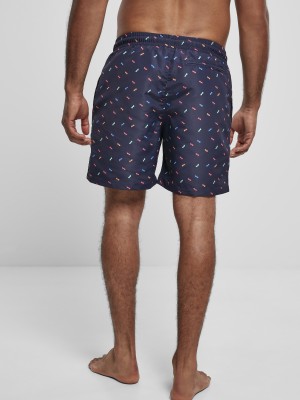 Мъжки къси панталони в тъмносиньо Urban Classics Pattern Swim 