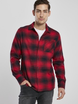 Мъжка карирана риза в червено и черно Urban Classics Oversized Checked Grunge 