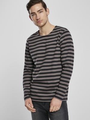 Мъжка блуза в черно и бежово Urban Classics Regular Stripe LS 