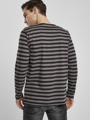 Мъжка блуза в черно и бежово Urban Classics Regular Stripe LS 