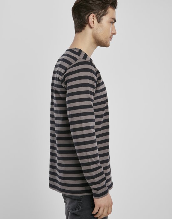 Мъжка блуза в черно и бежово Urban Classics Regular Stripe LS, Urban Classics, Блузи - Complex.bg