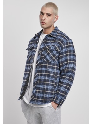 Мъжко яке в светлосиньо и тъмносиньо каре Urban Classics Plaid Quilted Shirt 