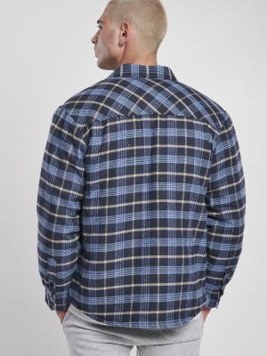 Мъжко яке в светлосиньо и тъмносиньо каре Urban Classics Plaid Quilted Shirt 