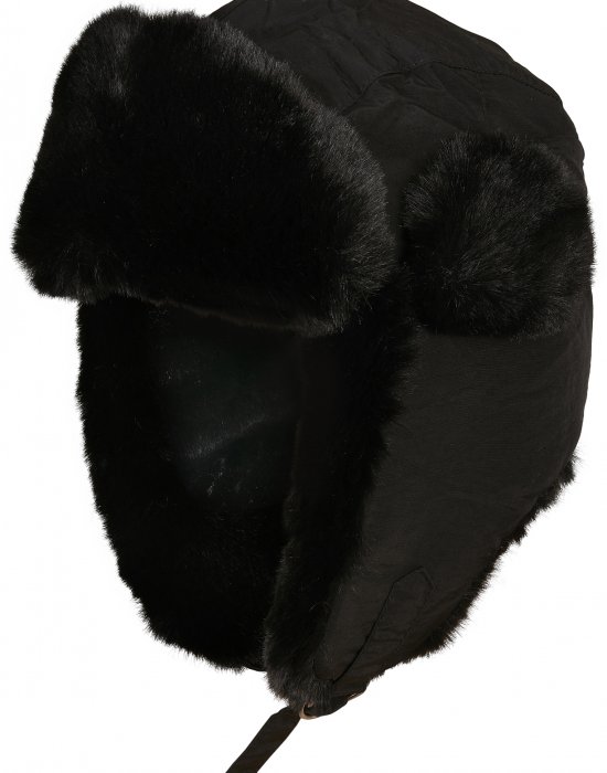 Зимна мъжка шапка в черно Urban Classics Nylon Trapper Hat, Urban Classics, Шапки - Complex.bg