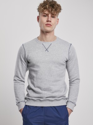Мъжка блуза в сиво Urban Classics Organic Contrast Flatlock Stitched Crew 