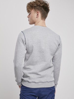 Мъжка блуза в сиво Urban Classics Organic Contrast Flatlock Stitched Crew 