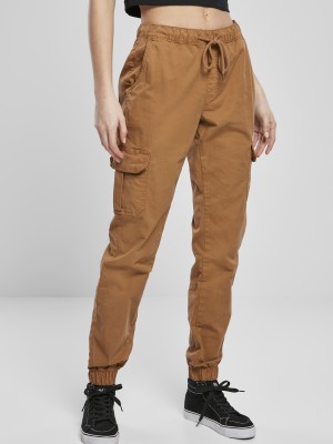 Дамски панталон в бежово от Urban Classics Ladies High Waist Cargo Jogging 