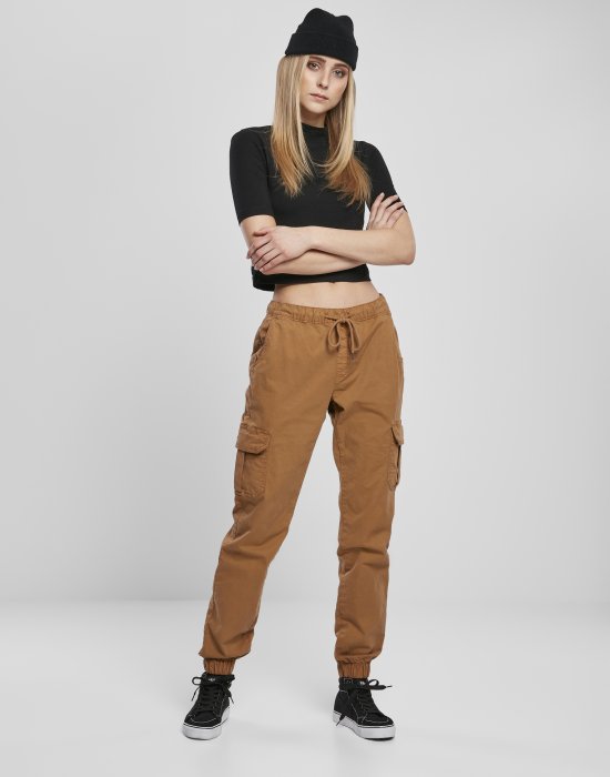 Дамски панталон в бежово от Urban Classics Ladies High Waist Cargo Jogging, Urban Classics, Панталони - Complex.bg