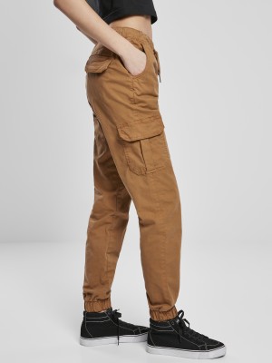 Дамски панталон в бежово от Urban Classics Ladies High Waist Cargo Jogging 