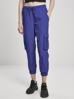 Дамски карго панталони в лилаво от Urban Classics Ladies High Waist Crinkle Nylon Cargo
