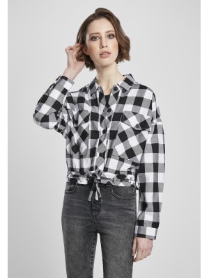 Дамска карирана риза в черно и бяло Urban Classics Ladies Short Oversized Check 