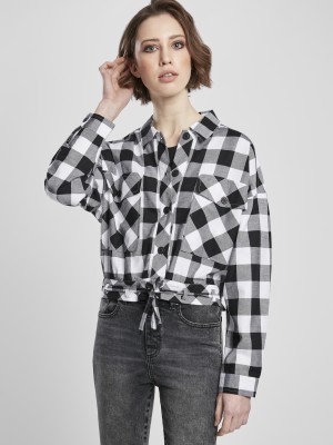 Дамска карирана риза в черно и бяло Urban Classics Ladies Short Oversized Check 