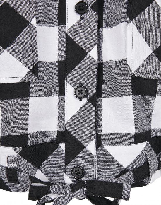 Дамска карирана риза в черно и бяло Urban Classics Ladies Short Oversized Check, Urban Classics, Блузи - Complex.bg
