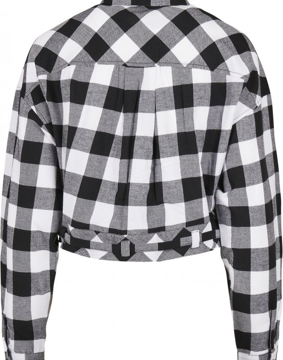 Дамска карирана риза в черно и бяло Urban Classics Ladies Short Oversized Check, Urban Classics, Блузи - Complex.bg