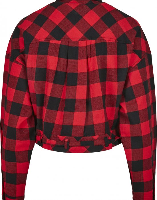 Дамска карирана риза в червено и черно Urban Classics Ladies Short Oversized Check, Urban Classics, Блузи - Complex.bg