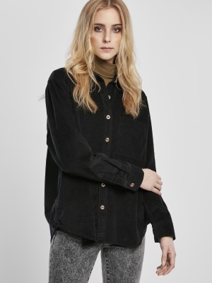 Дамска блуза в черно Urban Classics Ladies Corduroy Oversized 