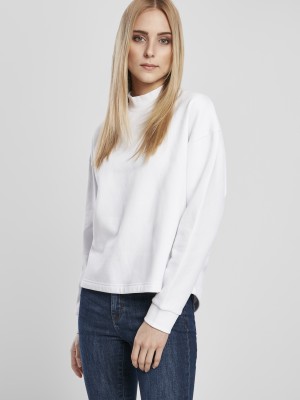 Дамска блуза в бяло Urban Classics Ladies Oversized High Neck Crew