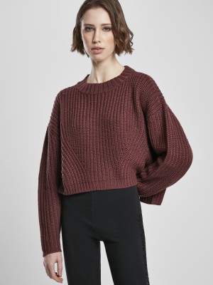 Дамска плетена блуза в тъмночервено Urban Classics Ladies Wide Oversize Sweater 