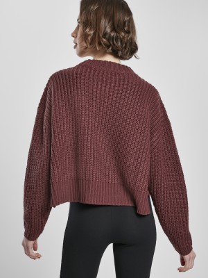 Дамска плетена блуза в тъмночервено Urban Classics Ladies Wide Oversize Sweater 