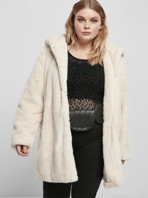 Дамско палто в бяло  Urban Classics Ladies Hooded Teddy Coat  Дамско палто в бяло  Urban Classics Ladies Hooded Teddy Coat