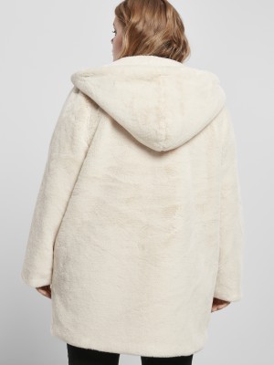 Дамско палто в бяло  Urban Classics Ladies Hooded Teddy Coat  Дамско палто в бяло  Urban Classics Ladies Hooded Teddy Coat