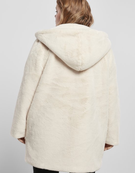 Дамско палто в бяло  Urban Classics Ladies Hooded Teddy Coat, Urban Classics, Якета - Complex.bg