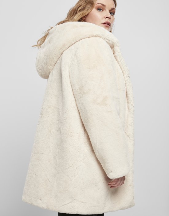 Дамско палто в бяло  Urban Classics Ladies Hooded Teddy Coat, Urban Classics, Якета - Complex.bg