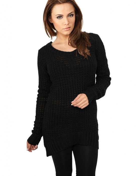 Дамски пуловер в черно Urban Classics Ladies Long Wideneck Sweater, Urban Classics, Блузи - Complex.bg