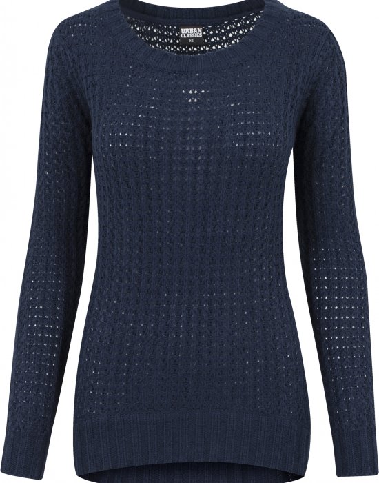 Дамски пуловер в тъмносиньо Urban Classics Ladies Long Wideneck Sweater, Urban Classics, Блузи - Complex.bg