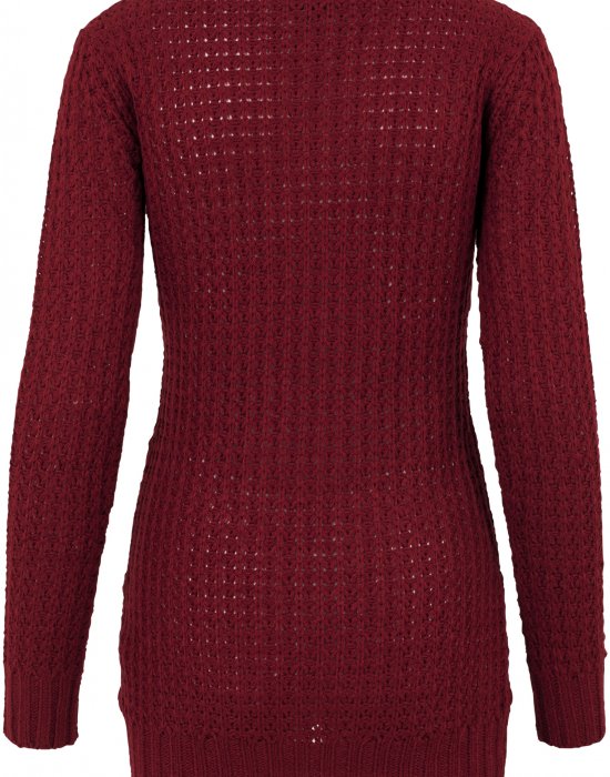 Дамски пуловер в тъмночервено Ladies Long Wideneck Sweater, Urban Classics, Блузи - Complex.bg