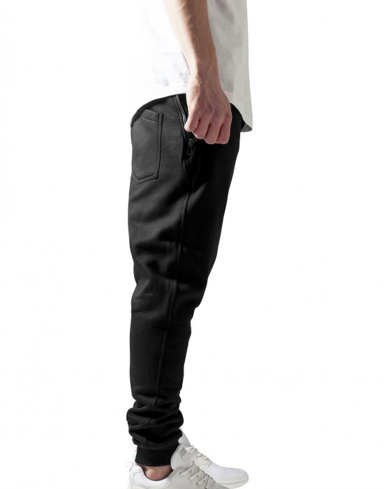 Мъжки спортен панталон в черно Urban Classics Side Zip Leather Pocket Sweatpant, Urban Classics, Панталони - Complex.bg