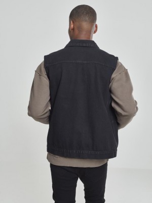 Мъжко дънково яке без ръкави в черно Urban Classics Denim Vest