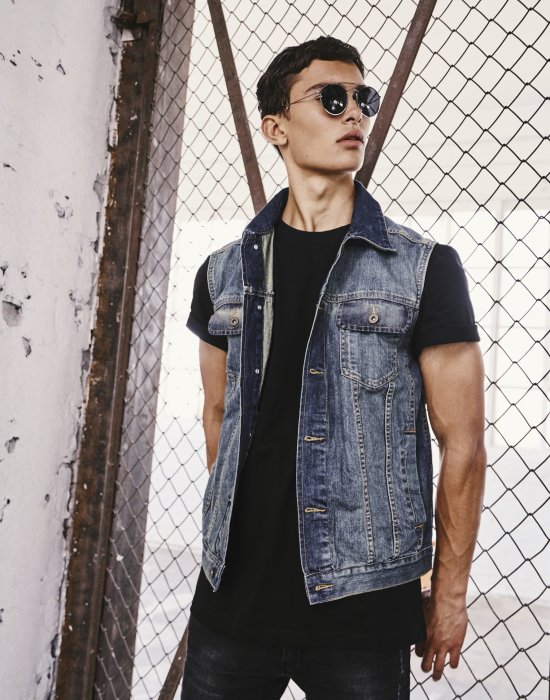 Мъжко дънково яке без ръкави в светлосиньо Urban Classics Denim Vest, Urban Classics, Якета - Complex.bg