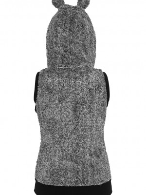 Дамска жилетка без ръкави в черно-бял меланж Urban Classics Ladies Melange Teddy Zip Vest