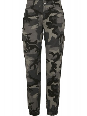 Дамски карго панталон в сив камуфлажен цвят Urban Classics Ladies High Waist Camo Cargo Pants 
