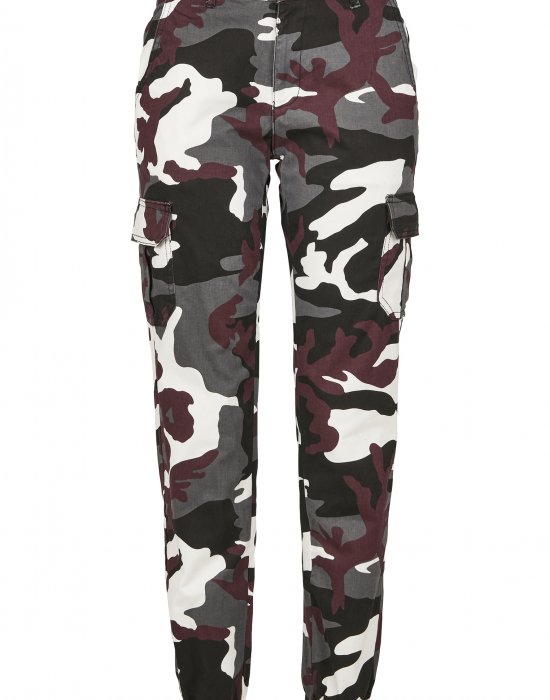 Дамски карго панталон във винено камуфлажен цвят Urban Classics Ladies High Waist Camo Cargo Pants, Urban Classics, Панталони - Complex.bg