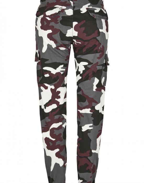 Дамски карго панталон във винено камуфлажен цвят Urban Classics Ladies High Waist Camo Cargo Pants, Urban Classics, Панталони - Complex.bg