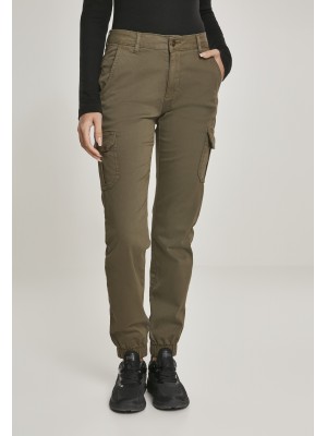 Дамски карго панталон в цвят маслина Urban Classics Ladies High Waist Cargo Pants