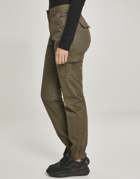 Дамски карго панталон в цвят маслина Urban Classics Ladies High Waist Cargo Pants, Urban Classics, Панталони - Complex.bg