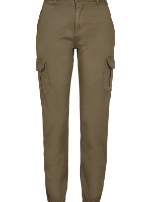 Дамски карго панталон в цвят маслина Urban Classics Ladies High Waist Cargo Pants