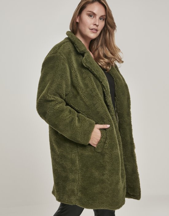 Дамско палто в цвят маслина Urban Classics Ladies Oversized Sherpa Coat, Urban Classics, Якета - Complex.bg