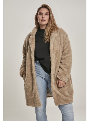 Дамско палто в пясъчен цвят Urban Classics Ladies Oversized Sherpa Coat