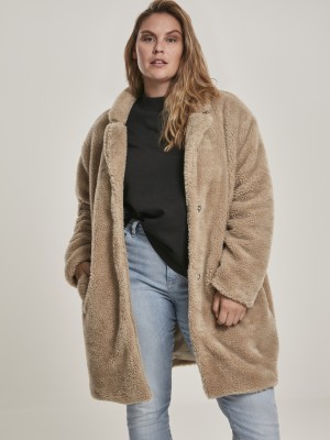 Дамско палто в пясъчен цвят Urban Classics Ladies Oversized Sherpa Coat Дамско палто в пясъчен цвят Urban Classics Ladies Oversized Sherpa Coat