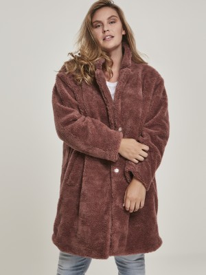 Дамско палто в розово Urban Classics Ladies Oversized Sherpa Coat 