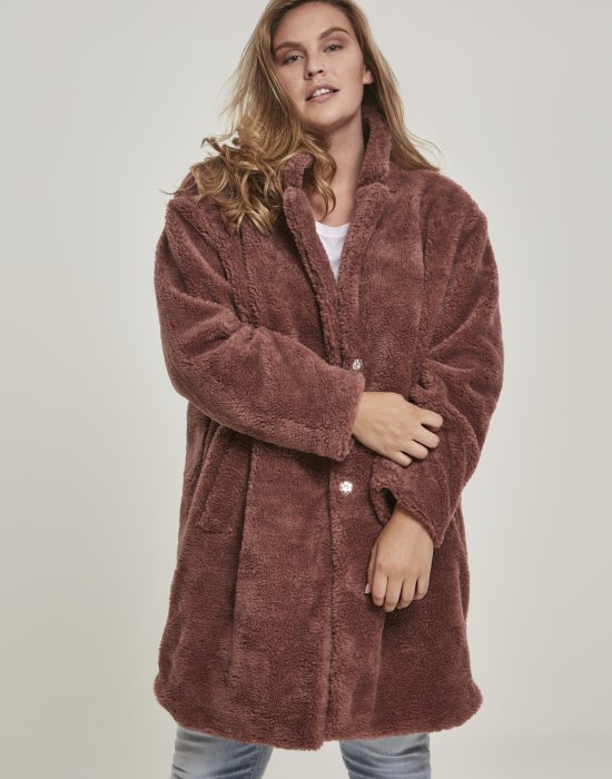 Дамско палто в розово Urban Classics Ladies Oversized Sherpa Coat, Urban Classics, Якета - Complex.bg