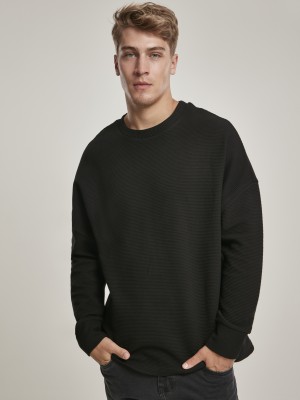 Мъжка блуза в черно Urban Classics Cut On Sleeve Naps Interlock Crew