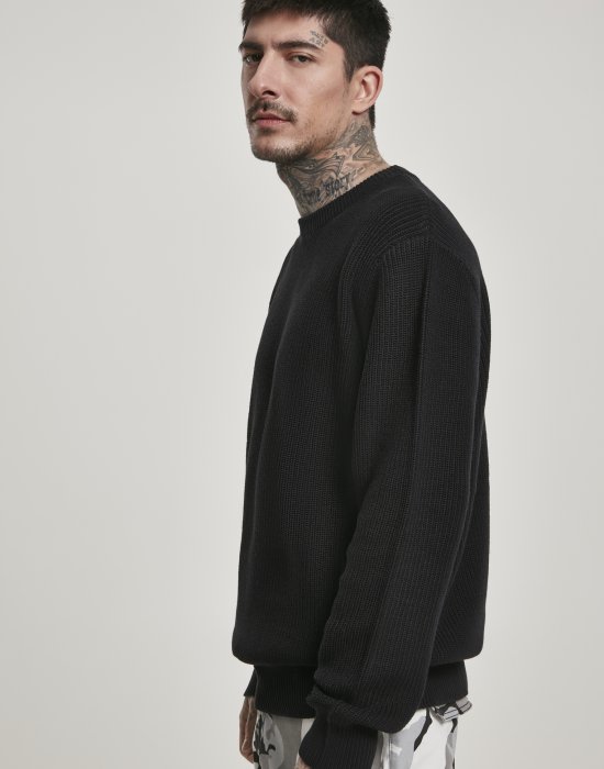 Мъжки пуловер в черно Urban Classics Cardigan Stitch Sweater, Urban Classics, Блузи - Complex.bg