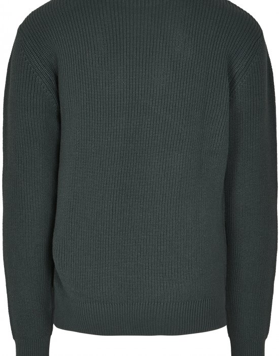 Мъжки пуловер в тъмнозелено Urban Classics Cardigan Stitch Sweater, Urban Classics, Блузи - Complex.bg
