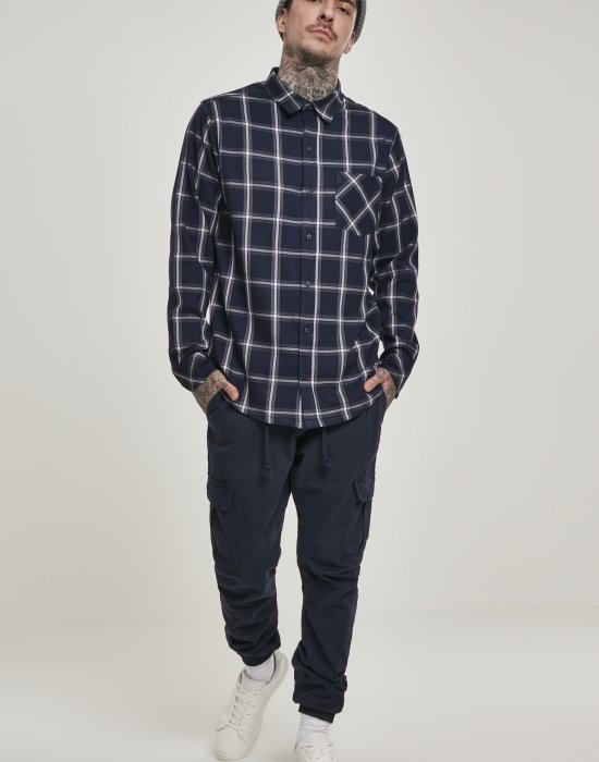 Мъжка карирана риза в тъмносиньо и бяло Urban Classics Basic Check Shirt, Urban Classics, Ризи - Complex.bg